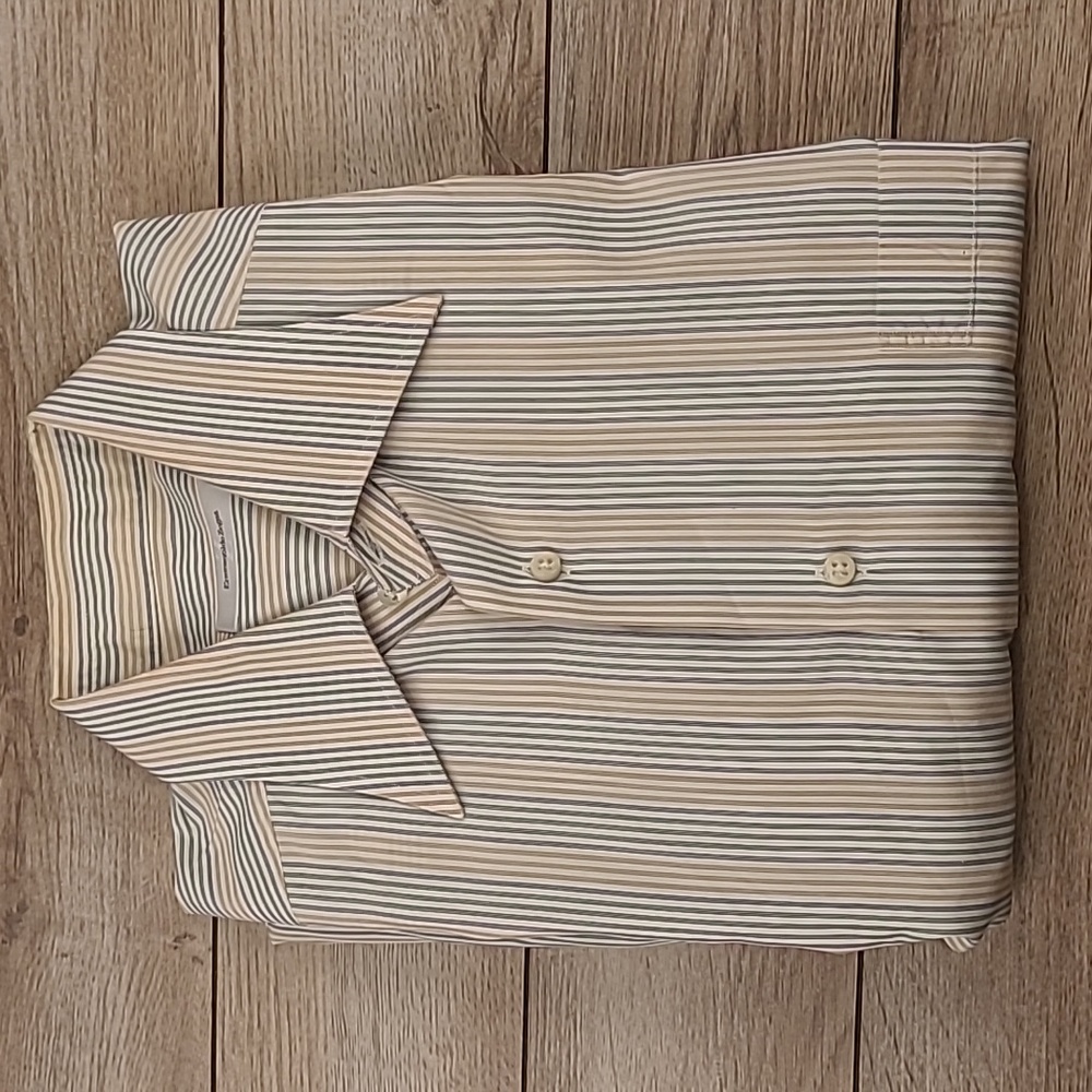 ERMENEGILDO ZEGNA Portofino Recent White Green Striped Cotton‎ Sz 16 Dress Shirt